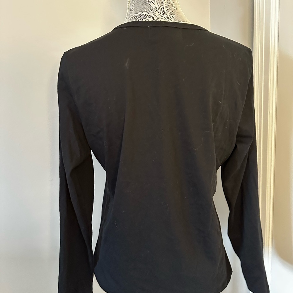 LRL Women’s Black long Sleeve Blouse Velvet Aztec Design. 100% Cotton. Large. - Picture 2 of 9